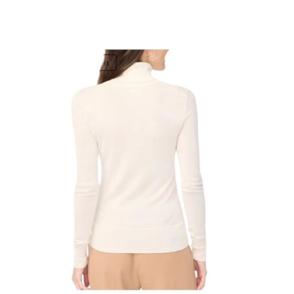 J.Crew Wool Blend Soft Ribbed Turtleneck Sweater Cream Size XL Minimalist Quiet - Picture 12 of 15